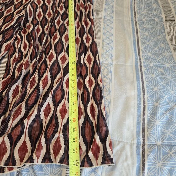 Anthropologie Nami Pull On High Slits Pant Brown Geo Print XLARGE elastic waist - Picture 7 of 9